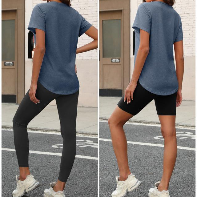 Lunimo Women’s V-Neck T-Shirt 4-Pack – Soft, Casual Fit with Curved Hem