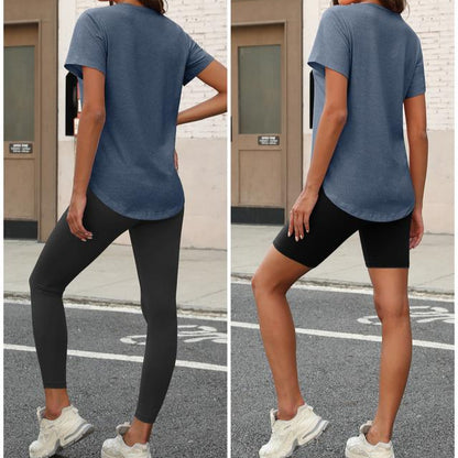 Lunimo Women’s V-Neck T-Shirt 4-Pack – Soft, Casual Fit with Curved Hem